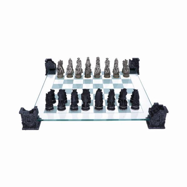 Photo #2 of product NEM5422 - Raised Fantasy Vampire & Werewolf Chess Set With Corner Towers 43cm