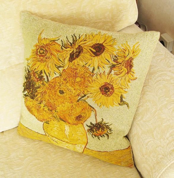 Phot of Van Gogh Sunflowers Tapestry Cushion