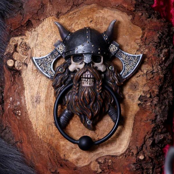 Photo #5 of product D5988W2 - Viking Skull Door Knocker 18.5cm