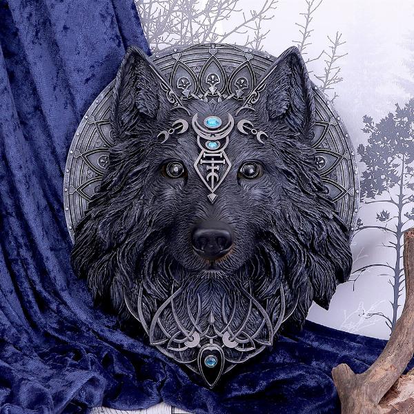 Photo #5 of product B5240S0 - Dark Gothic Magical Wolf Moon Wall Hanging Plaque