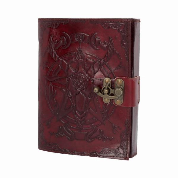 Photo #1 of product B4724P9 - Lockable Red Leather Baphomet Embossed Journal