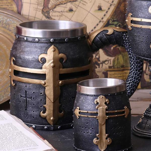 Photo #5 of product B2291F6 - Crusader Medieval Knight Chainmail Tankard Historical Helmet Mug