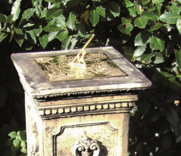 Photo of Floral Stone Plinth with Brass Sundial