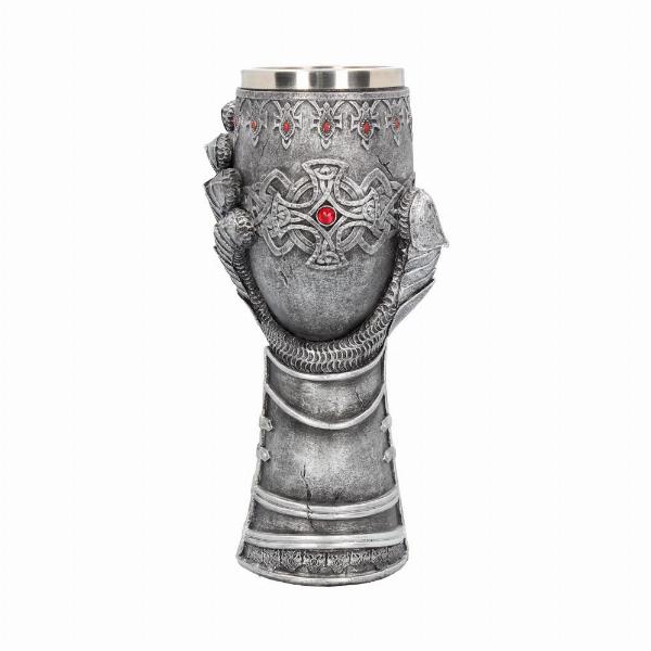 Photo #5 of product B1179D5 - Medieval Knight Gauntlet Wine Goblet Hand Painted