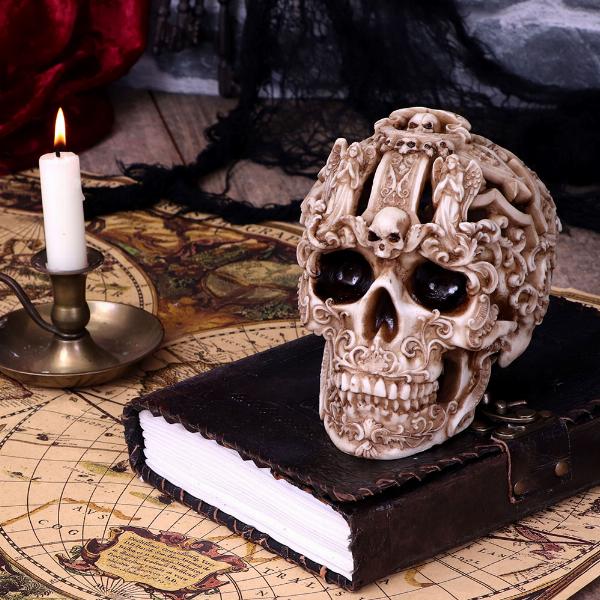 Photo #5 of product U5275S0 - Gothic Design Carved Skull Figurine Ornament