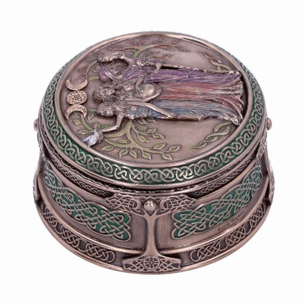Photo #4 of product H4743P9 - Bronze Maiden Mother Crone Triple Moon Pagan Trinket Box