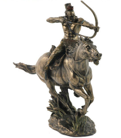 Photo of Mohican Warrior on Horseback Bronze Figurine