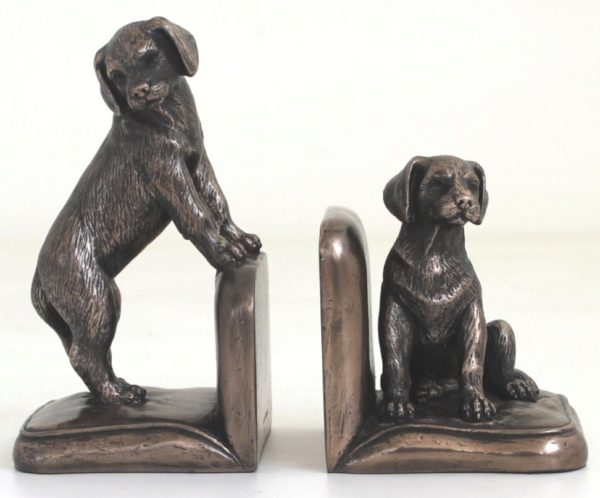 Photo of Puppy Bookend Bronze Sculptures