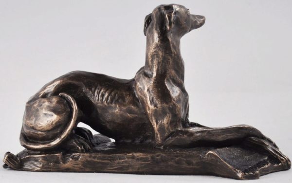 Photo of Resting Greyhound Dog Bronze Sculpture 14.5cm (Harriet Glen)