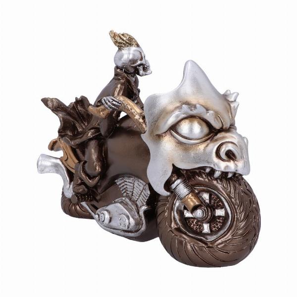 Photo #4 of product U5948V2 - Ride or Die Bronze Motorcyle Model With Skeleton Rider 19cm