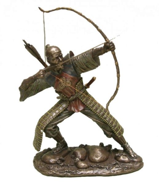 Photo of Samurai Drawing Bow Bronze Figurine