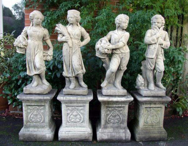 Photo of Set of 4 Traditional Seasons Stone Statues