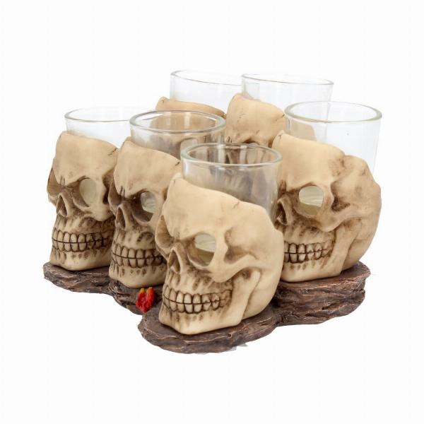 Photo #2 of product U1646E5 - Six Shooter Skulls Skull Shot Glass Set