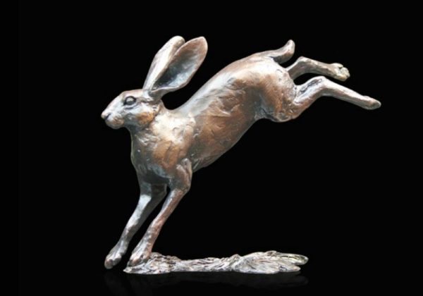 Photo of Small Hare Leaping Bronze Figurine (Limited Edition) Michael Simpson