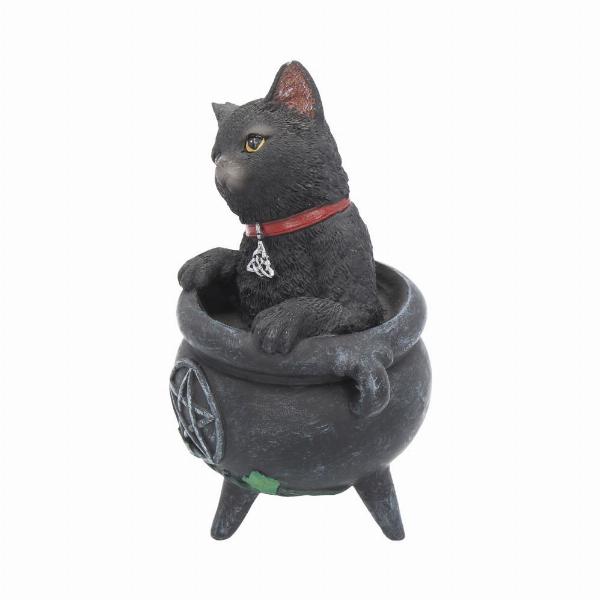 Photo #3 of product B1811E5 - Smudge Black Cat Caludron Figurine Wiccan Witch Gothic Ornament