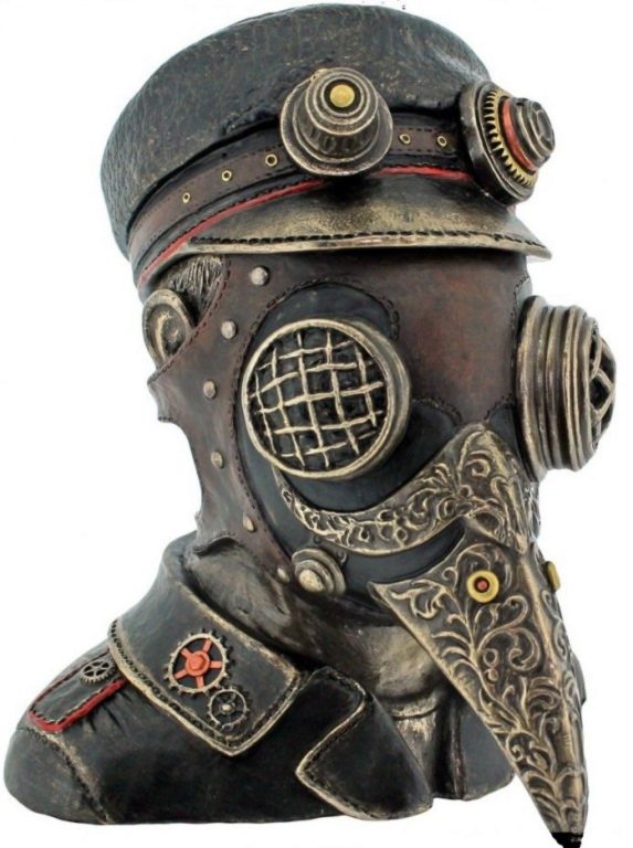 Photo of Steampunk Plague Doctor Bronze Figurine Secret Box 15.5cm