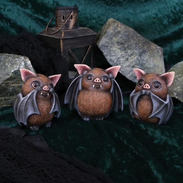 Photo #5 of product B4473N9 - Nemesis Now Three Wise Bats Figurines 8.5cm