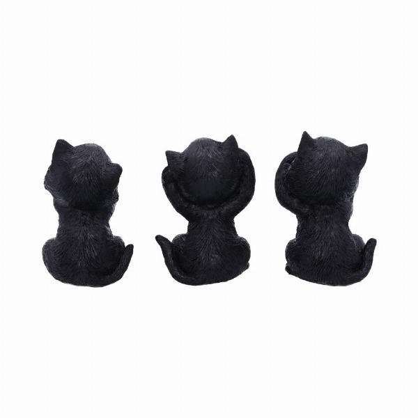 Photo #3 of product U5486T1 - Three Wise Kitties See No Hear No Speak No Evil Familiar Black Cats Figurine