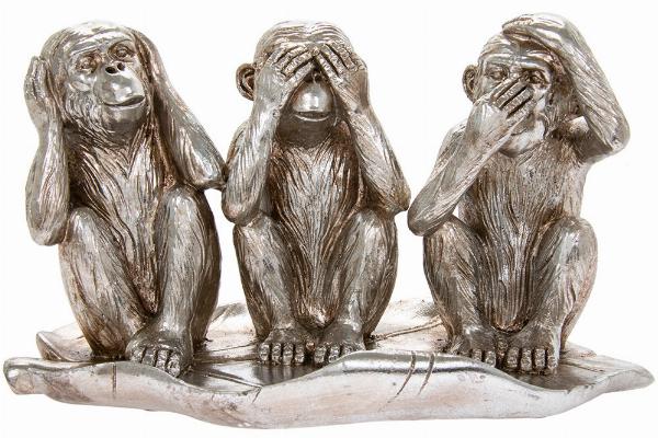 Photo of Three Wise Monkeys Silver Ornament Leonardo Collection