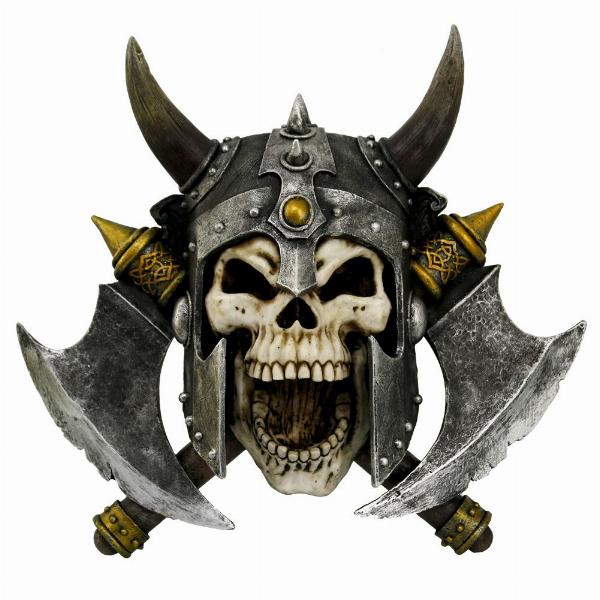 Photo #1 of product D3898K8 - Valhalla's Vengeance Skeleton Viking Wall Plaque