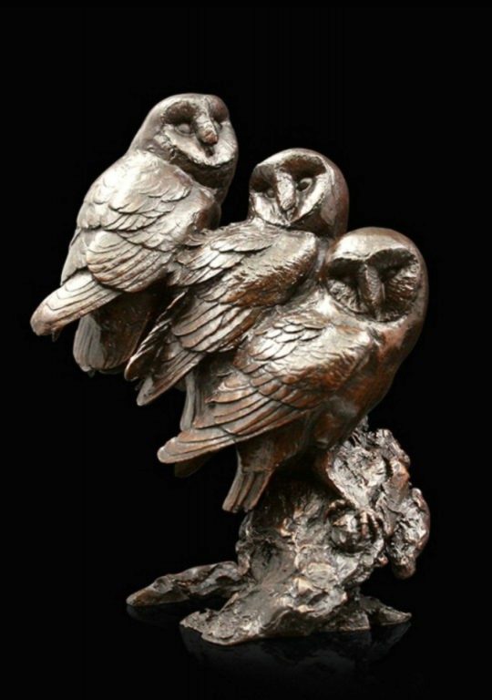 Photo of Watchful Figurine Three Barn Owls (Limited Edition) Michael Simpson