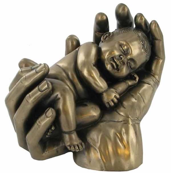 Photo of Baby in Hands Bronze Figurine Sweet Dreams