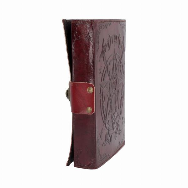 Photo #2 of product B4724P9 - Lockable Red Leather Baphomet Embossed Journal