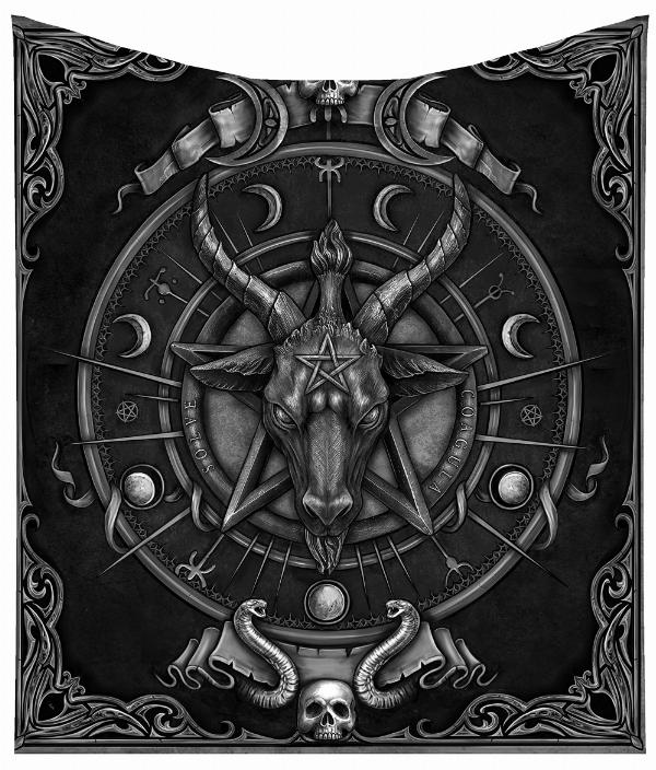 Photo #1 of product B5248S0 - Baphomet Triple Horn Sabbatic Goat Throw Blanket