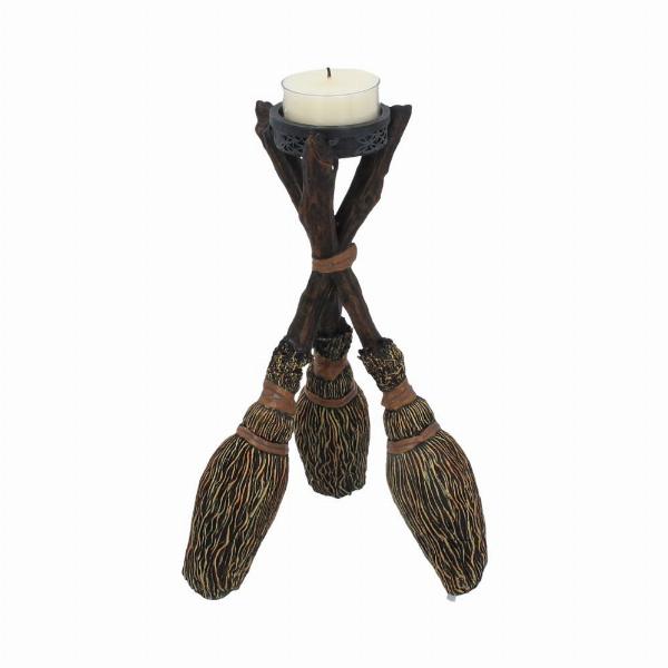 Photo #3 of product B3754K8 - Triple Broomstick Witchcraft Tealight Holder