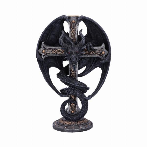 Photo #1 of product D5983W2 - Dark Ember Gothic Dragon Candle Holder 24.5cm