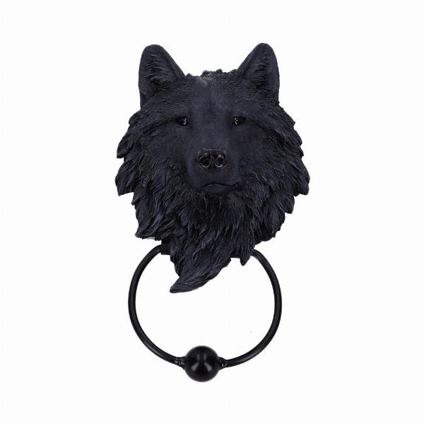 Photo #2 of product U3877K8 - Dark Guardian Wolf Black Canine Door Knocker