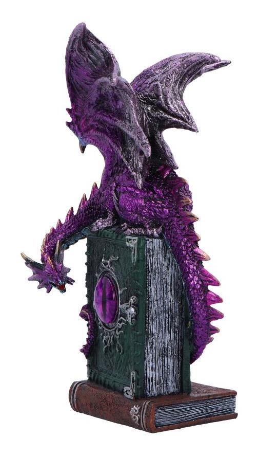 Photo #3 of product U6702A24 - Dragon Fable Purple Dragon on Book Figurine 24cm