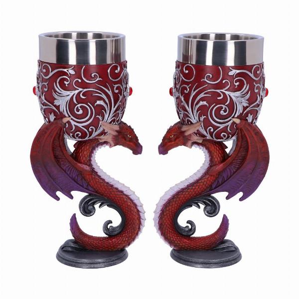 Photo #1 of product B5190R0 - Dragons Devotion Twin Dragon Heart Set of Two Goblets