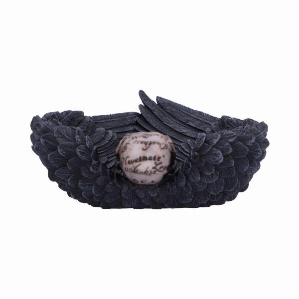 Photo #3 of product D4917R0 - Edgar Allen Poe's Nevermore Raven Skull Trinket Holder Jewellery Dish