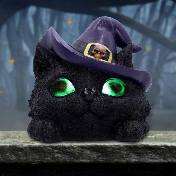 Photo #5 of product U6439X3 - Familiar Grin black cat head with light up eyes 13.8cm