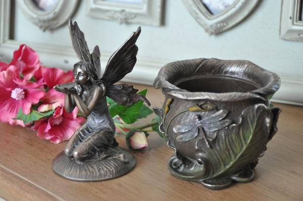 Photo of Flower Fairy Drinking Trinket Pot with Lid Bronze 18 cm