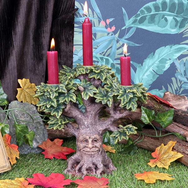 Photo #5 of product U4925R0 - Forest Flame Tree Spirit Green Man Candle Holder Ornament