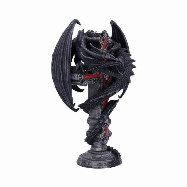 Photo #3 of product B5330S0 - Anne Stokes Gothic Guardian Dragon Cross Candle Holder 26.5cm, Black