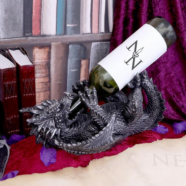 Photo #4 of product NEM6303 - Metallic Silver Dragon Guzzler Wine Bottle Holder
