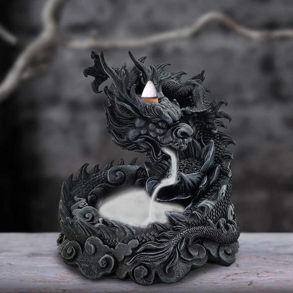 Photo #5 of product U6335X3 - Heilong Asian Inspired Dragon Backflow Incense Burner 17.5cm