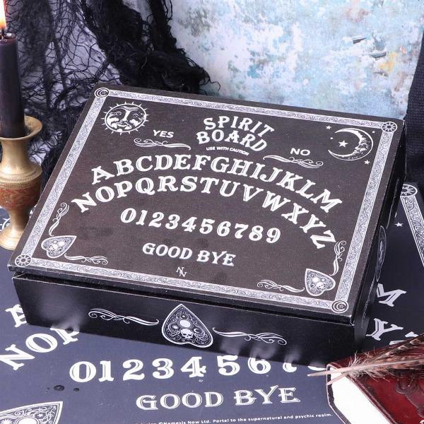 Photo #5 of product B5112R0 - Black and White Spirit Board and Planchette Jewellery Storage Box with Mirror