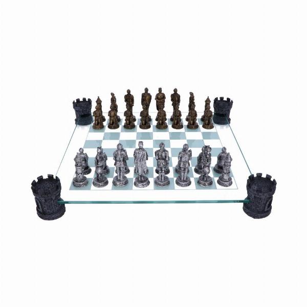 Photo #2 of product D1824E5 - Raised Medieval Knight Chess Set With Corner Towers 43cm