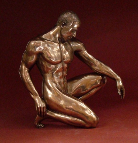 Photo of Melancholy Nude Male Bronze Figurine