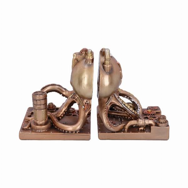 Photo #3 of product D5495T1 - Bronze Steampunk Octonium Bookends Mechanical Octopus Shelf Ends