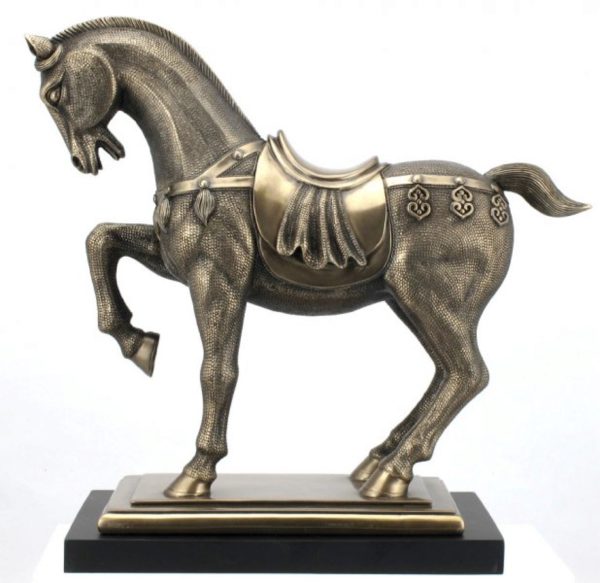 Photo of Ornate Horse Bronze Figurine on Black Base