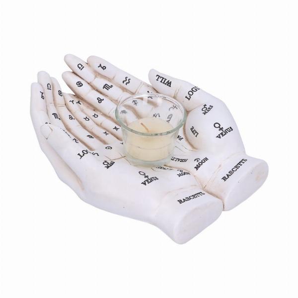 Photo #3 of product U5531T1 - Palmist's Guide White Chiromancy Hands Candle Holder