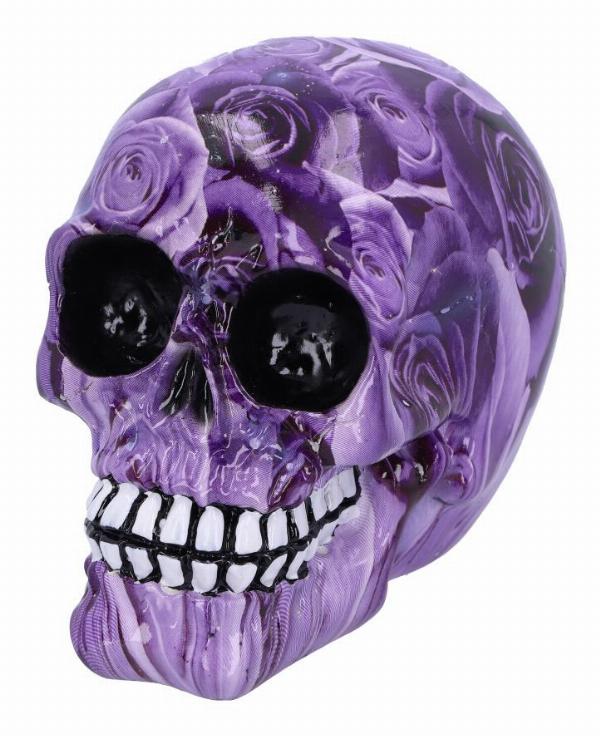 Photo #2 of product D5102R0 - Set of 6 Purple Romance Rose Print Skull Ornaments