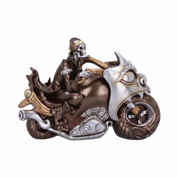 Photo #1 of product U5946V2 - Rebel Rider Bronze Skeleton Biker Figurine 19cm