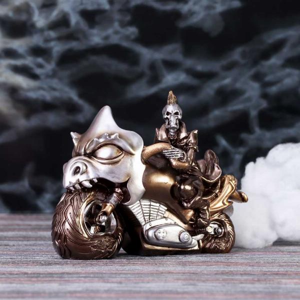 Photo #5 of product U5948V2 - Ride or Die Bronze Motorcyle Model With Skeleton Rider 19cm
