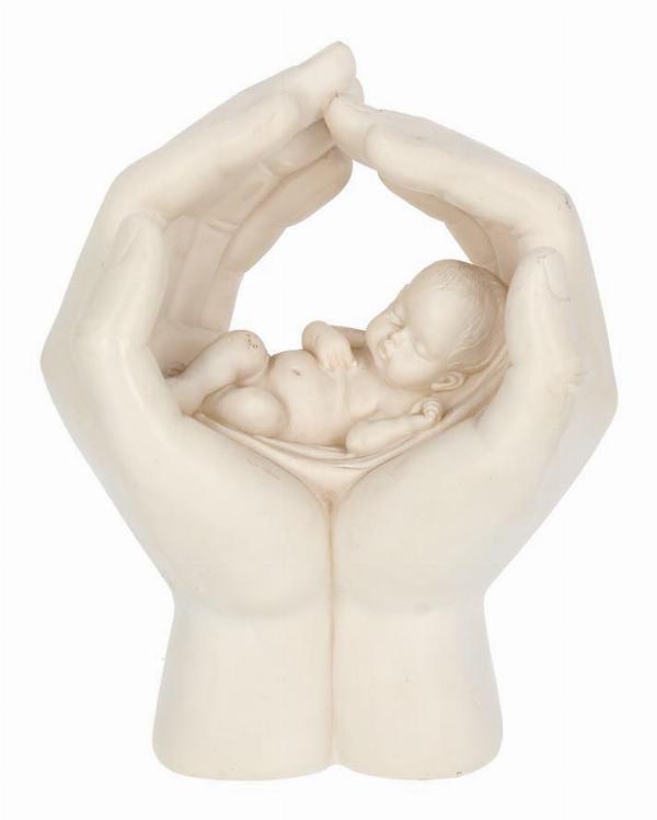 Photo #1 of product NEM3701 - Large Shelter 17.5cm Baby in Cradled Hand Figurine